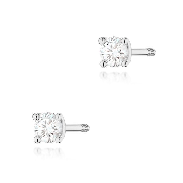 Kolczyki z diamentem 2 x 0,04 ct K0066 – białe złoto próby 585 – widok produktu 1