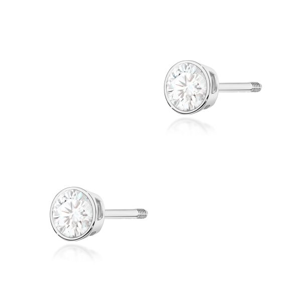 Kolczyki z diamentem 2 x 0,10 ct K0067 – białe złoto próby 585 – widok produktu 1