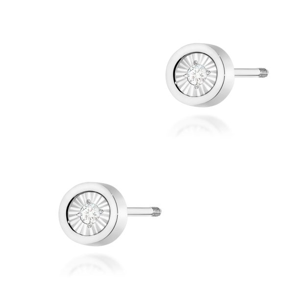 Kolczyki z diamentem 2 x 0,08 ct K0081 – białe złoto próby 585 – widok produktu 1