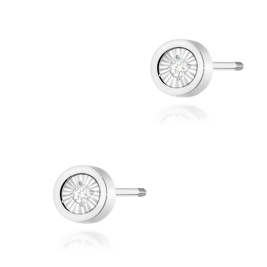 Kolczyki z diamentem 2 x 0,08 ct K0081 – białe złoto próby 585 – widok produktu 1