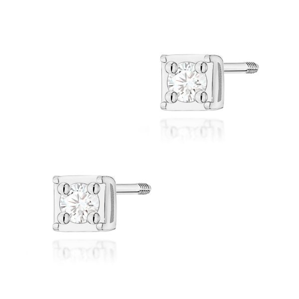 Kolczyki z diamentem 2 x 0,03 ct K0092 – białe złoto próby 585 – widok produktu 1