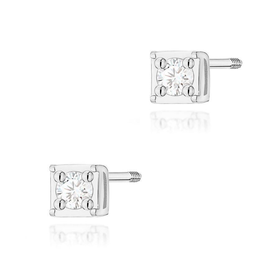 Kolczyki z diamentem 2 x 0,03 ct K0092 – białe złoto próby 585 – widok produktu 1