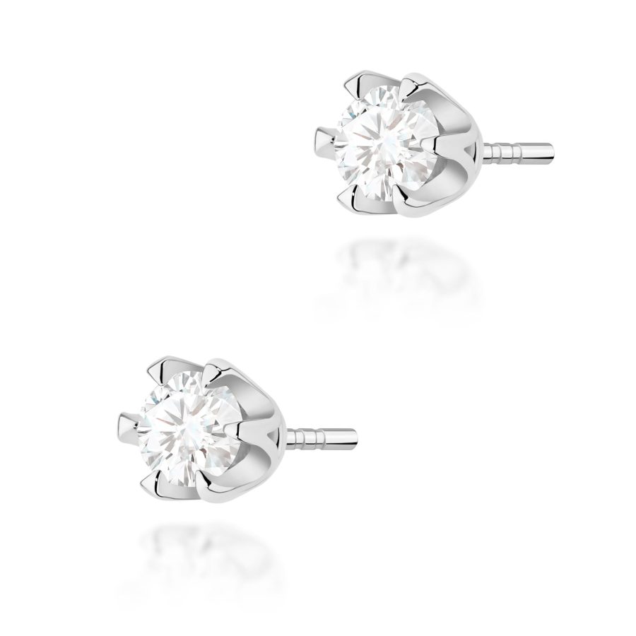 Kolczyki z diamentem 2 x 0,25 ct K0220 – białe złoto próby 585 – widok produktu 1