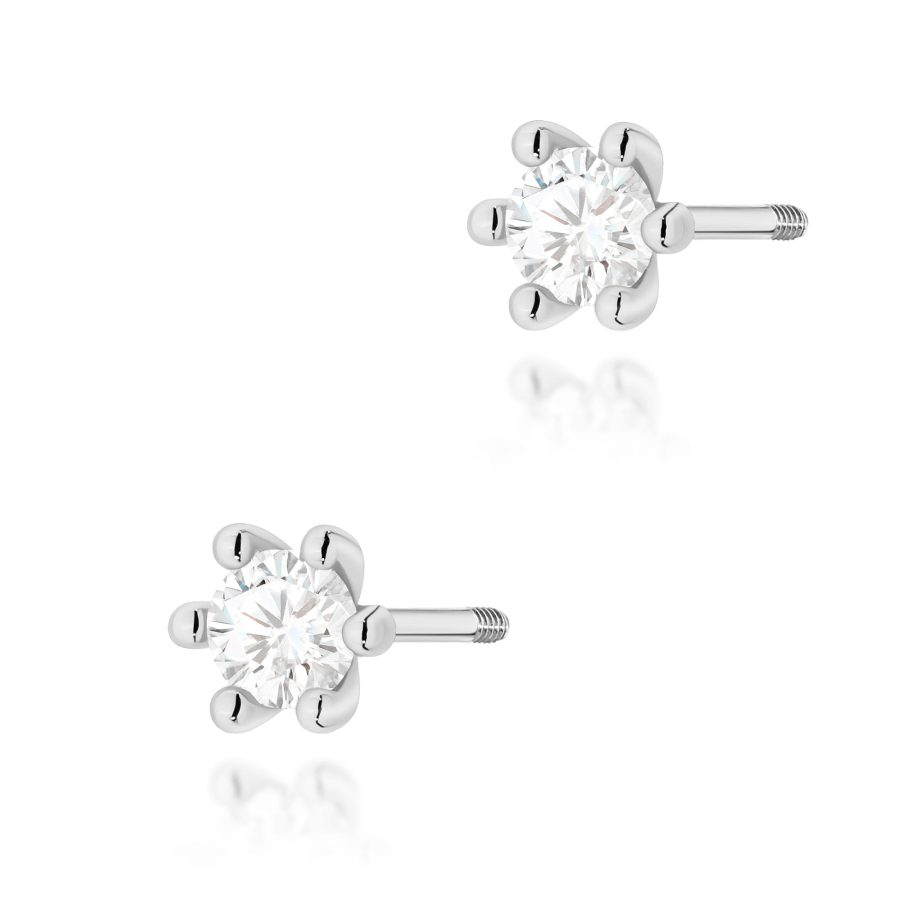Kolczyki z diamentem 2 x 0,15 ct K0222 – białe złoto próby 585 – widok produktu 1