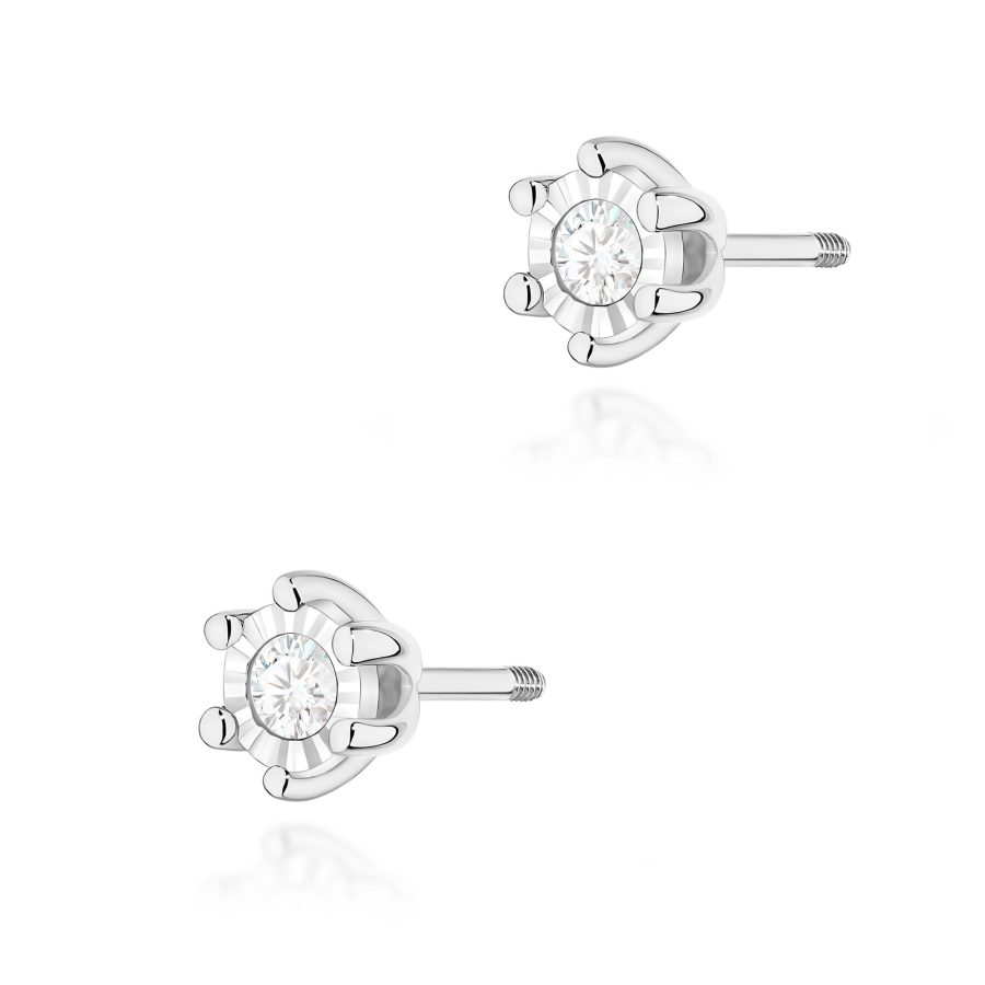 Kolczyki z diamentem 2 x 0,08 ct K0222 – białe złoto próby 585 – widok produktu 1