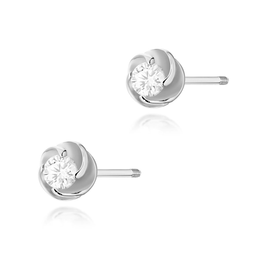 Kolczyki z diamentem 2 x 0,08 ct K0329 – białe złoto próby 585 – widok produktu 1