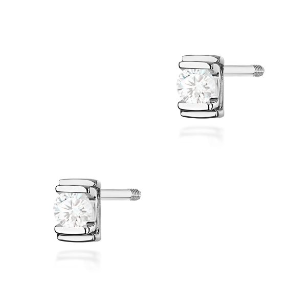 Kolczyki z diamentem 2 x 0,10 ct K0343 – białe złoto próby 585 – widok produktu 1