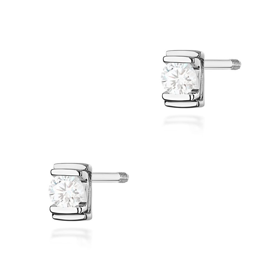 Kolczyki z diamentem 2 x 0,10 ct K0343 – białe złoto próby 585 – widok produktu 1