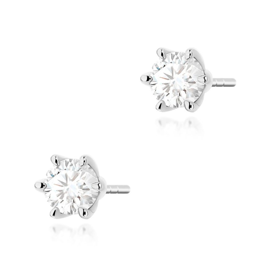 Kolczyki z diamentem 2 x 0,50 ct K0575 – białe złoto próby 585 – widok produktu 1