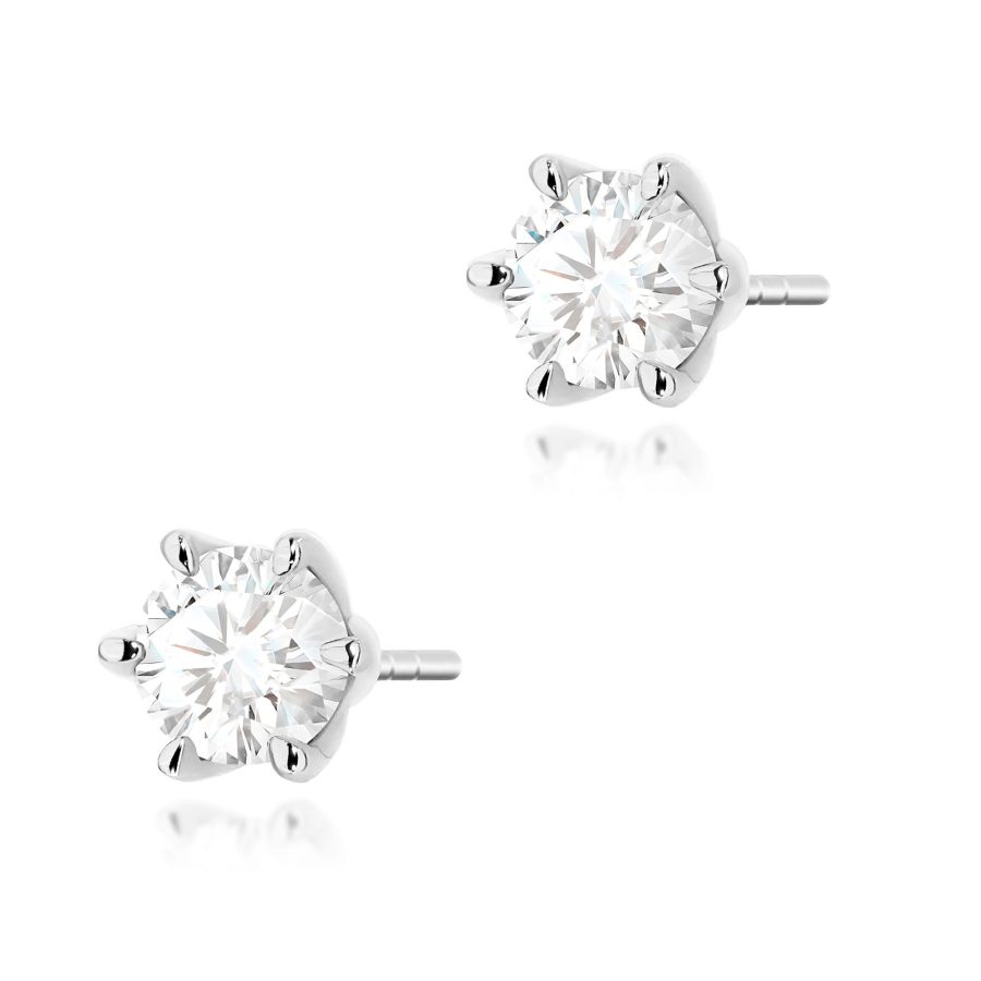 Kolczyki z diamentem 2 x 0,70 ct K0575 – białe złoto próby 585 – widok produktu 1