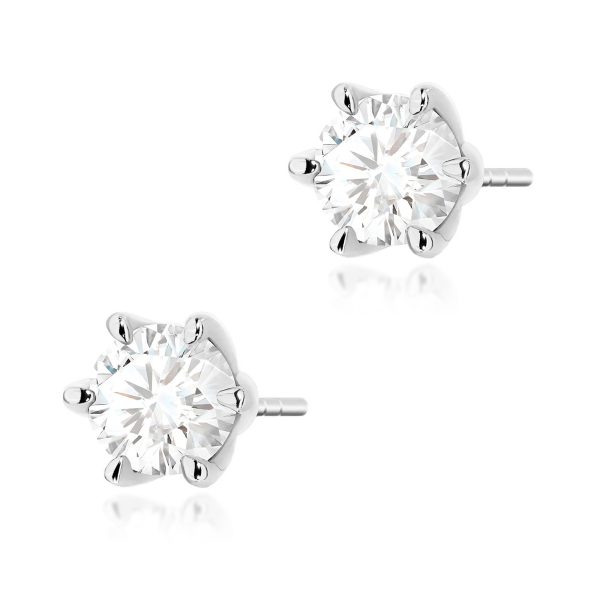 Kolczyki z diamentem 2 x 1,00 ct K0575 – białe złoto próby 585 – widok produktu 1
