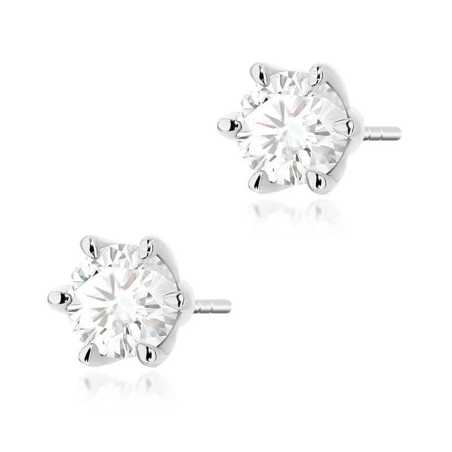 Kolczyki z diamentem 2 x 1,00 ct K0575 – białe złoto próby 585 – widok produktu 1