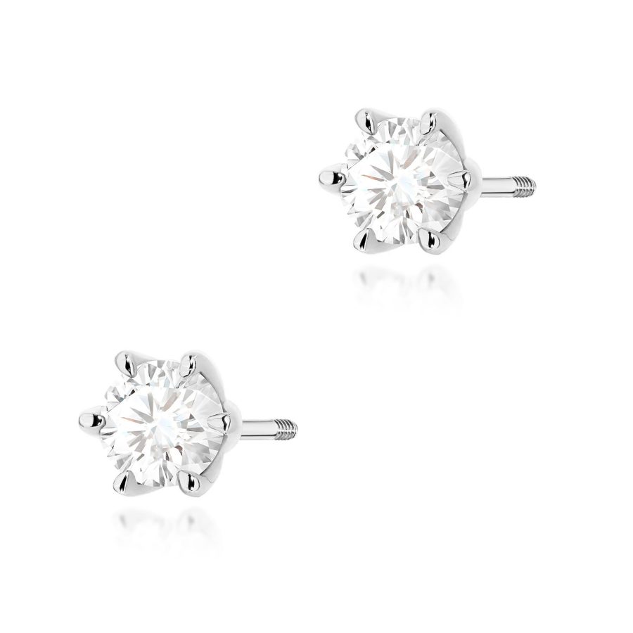 Kolczyki z diamentem 2 x 0,50 ct K0575 – białe złoto próby 585 – widok produktu 1
