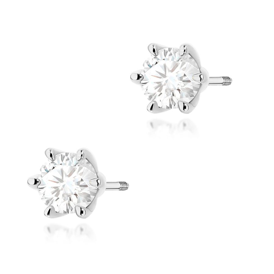 Kolczyki z diamentem 2 x 0,70 ct K0575 – białe złoto próby 585 – widok produktu 1