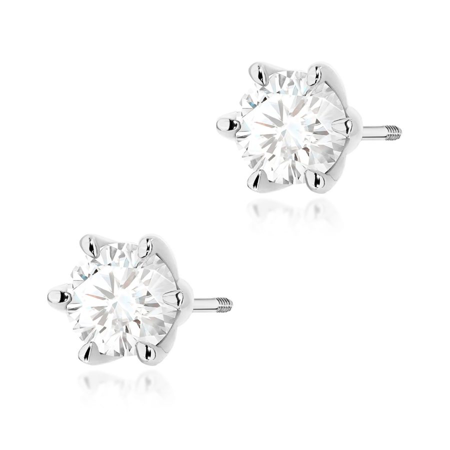 Kolczyki z diamentem 2 x 1,00 ct K0575 – białe złoto próby 585 – widok produktu 1
