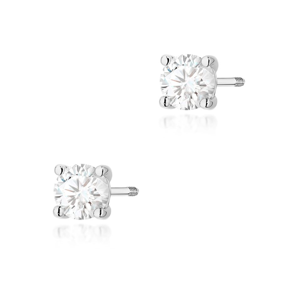 Kolczyki z diamentem 2 x 0,50 ct K0577 – białe złoto próby 585 – widok produktu 1