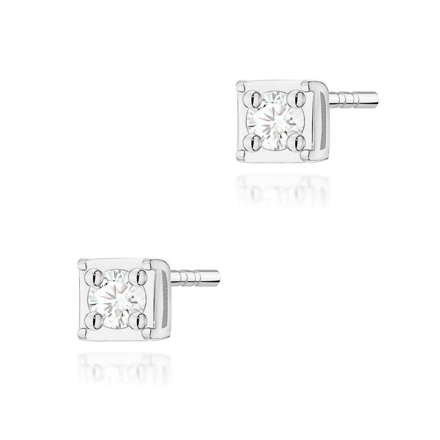 Kolczyki z diamentem 2 x 0,03 ct K0581 – białe złoto próby 585 – widok produktu 1