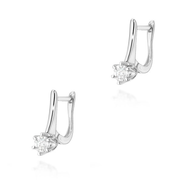 Kolczyki z diamentem 2 x 0,08 ct K0582 – białe złoto próby 585 – widok produktu 1