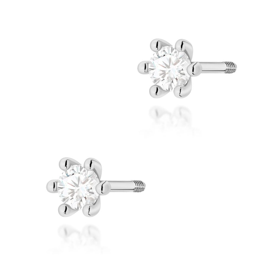 Kolczyki z kamieniem diament laboratoryjny 2 x 0,10 ct K0222 – białe złoto próby 585 – widok produktu 1