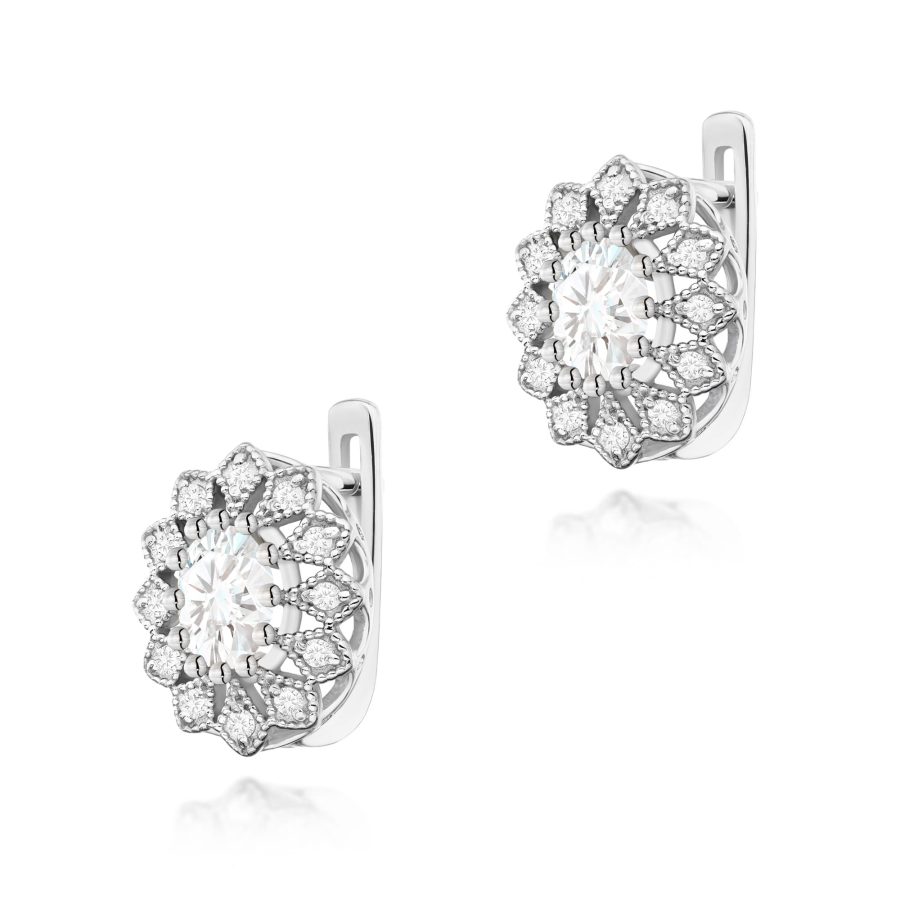 Kolczyki z kamieniem diament laboratoryjny 2 x 0,40 ct K0354 – białe złoto próby 585 – widok produktu 1