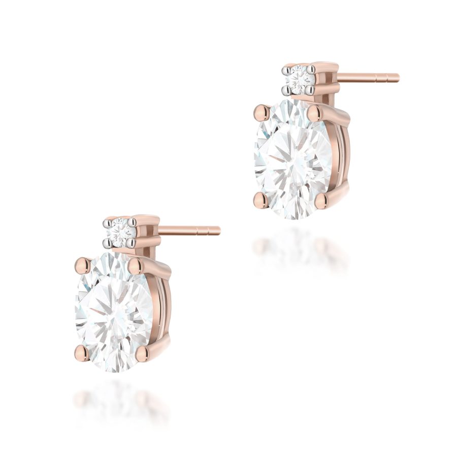 Earrings with oval diamonds lab-grown 2 × 0,4 ct – product image 1