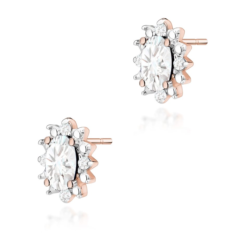 Earrings with oval stone and diamonds lab-grown – product image 1