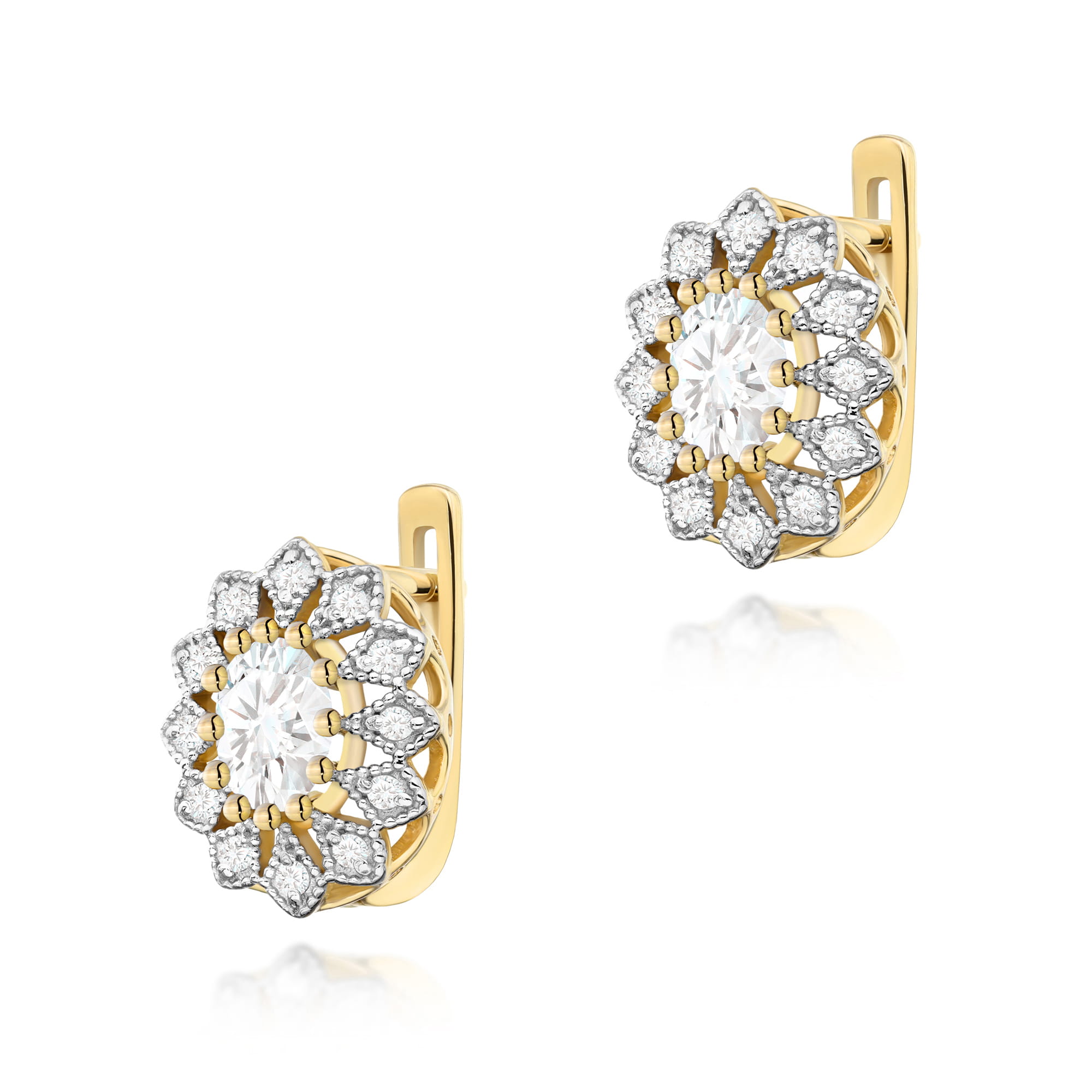 Kolczyki z kamieniem diament laboratoryjny 2 x 0,40 ct K0354 – żółte złoto próby 585 – widok produktu 1