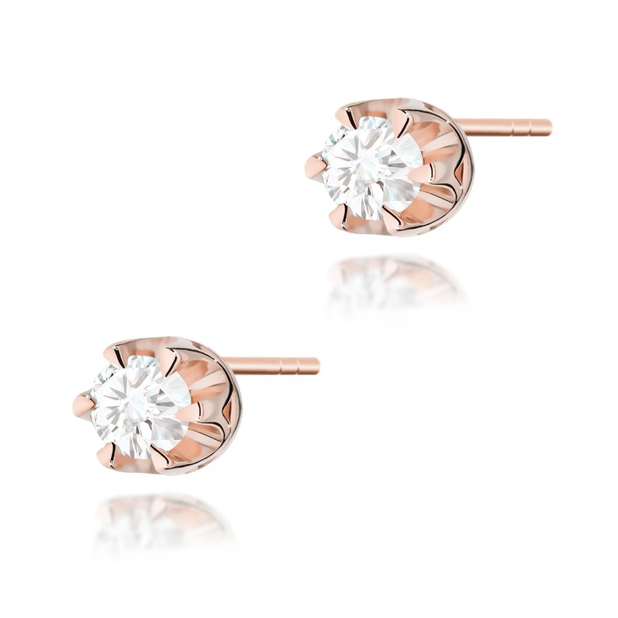 Kolczyki z diamentem 2 x 0,12 ct K0032 – różowe złoto próby 585 – widok produktu 1