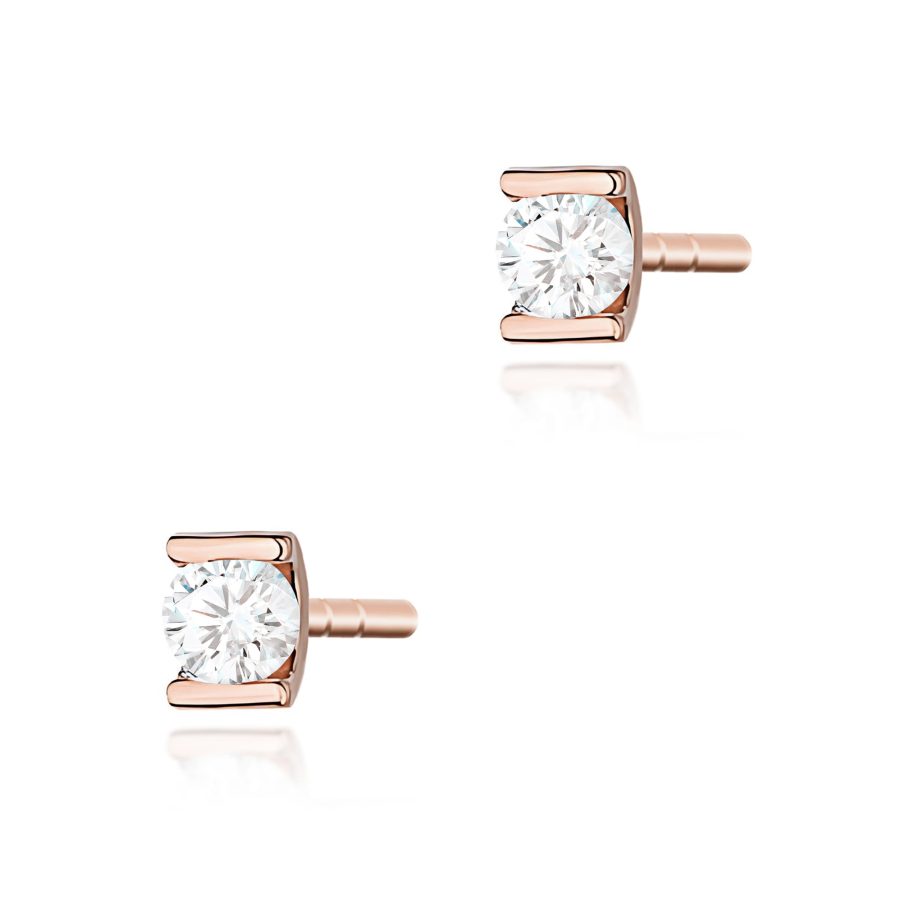 Kolczyki z diamentem 2 x 0,04 ct K0055 – różowe złoto próby 585 – widok produktu 1