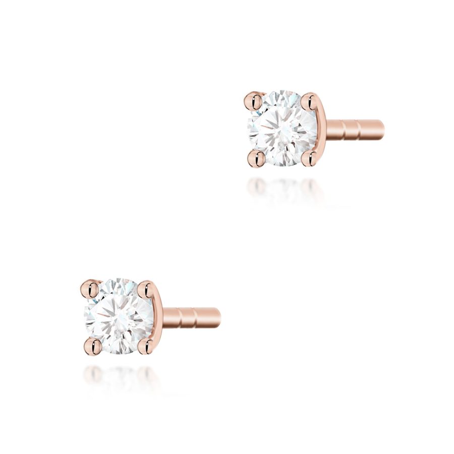 Kolczyki z diamentem 2 x 0,04 ct K0066 – różowe złoto próby 585 – widok produktu 1