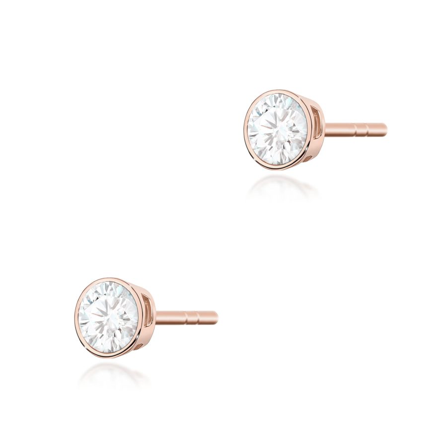 Kolczyki z diamentem 2 x 0,10 ct K0067 – różowe złoto próby 585 – widok produktu 1