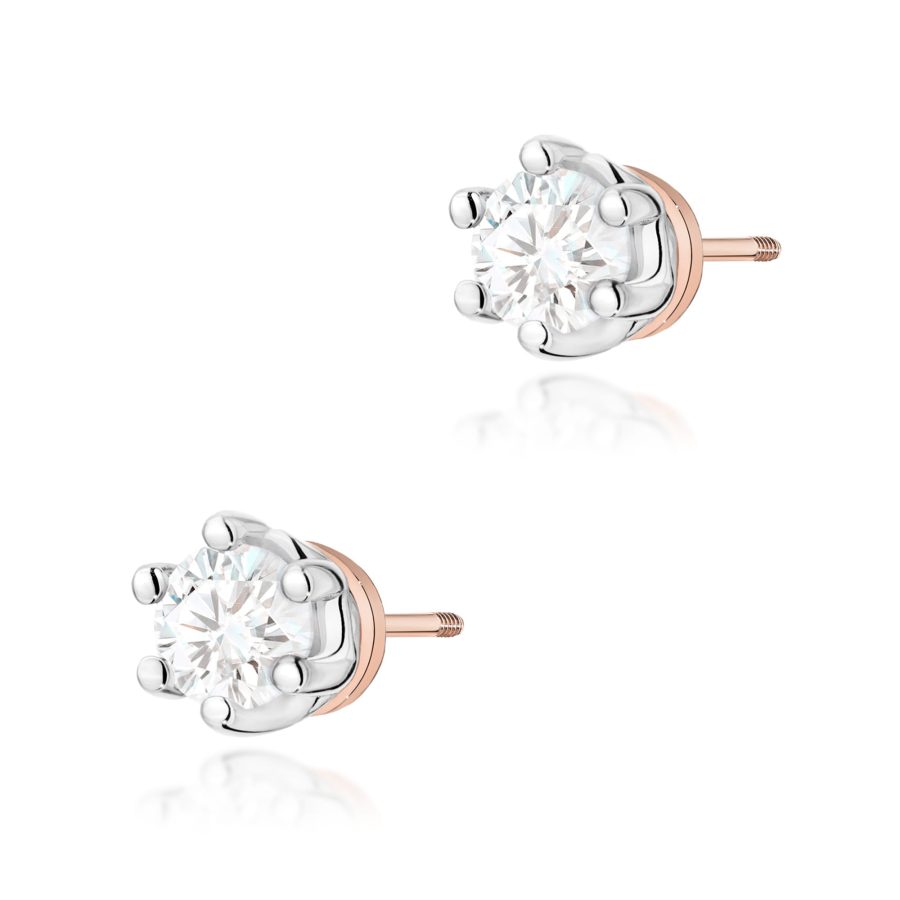 Kolczyki z diamentem 2 x 0,15 ct K0068 – różowe złoto próby 585 – widok produktu 1