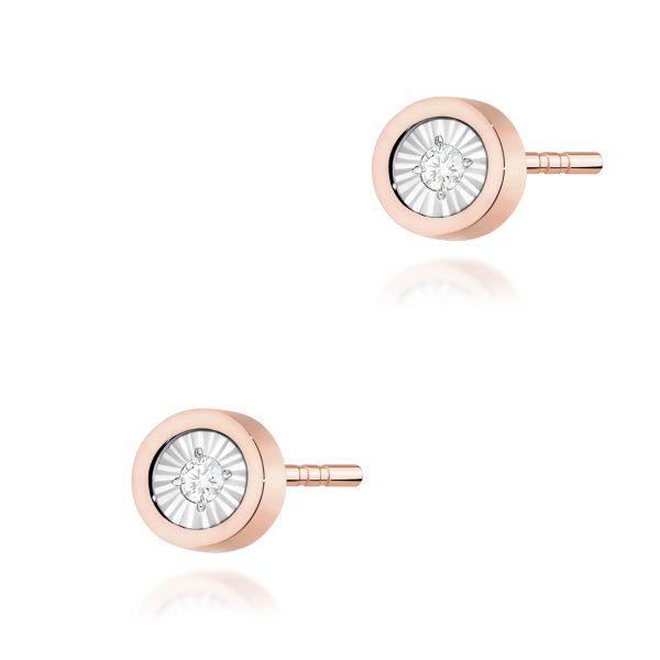 Kolczyki z diamentem 2 x 0,08 ct K0081 – różowe złoto próby 585 – widok produktu 1