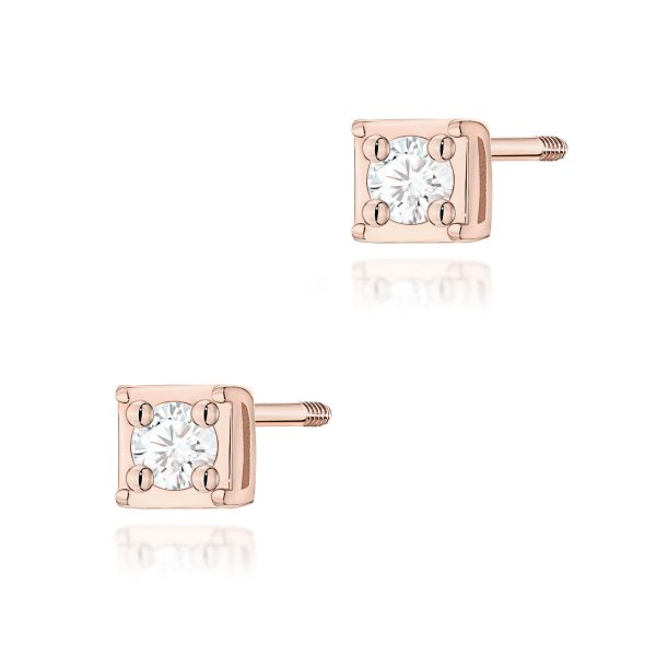 Kolczyki z diamentem 2 x 0,03 ct K0092 – różowe złoto próby 585 – widok produktu 1