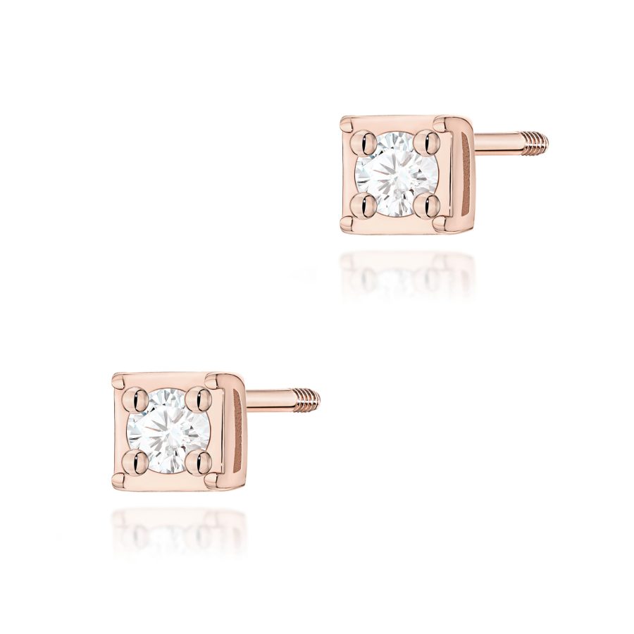 Kolczyki z diamentem 2 x 0,03 ct K0092 – różowe złoto próby 585 – widok produktu 1