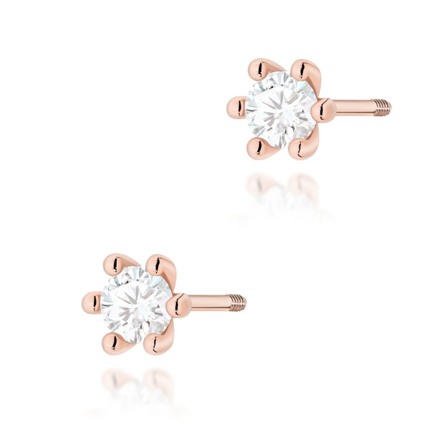 Kolczyki z diamentem 2 x 0,15 ct K0222 – różowe złoto próby 585 – widok produktu 1