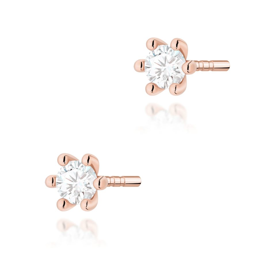 Kolczyki z diamentem 2 x 0,08 ct K0222 – różowe złoto próby 585 – widok produktu 1