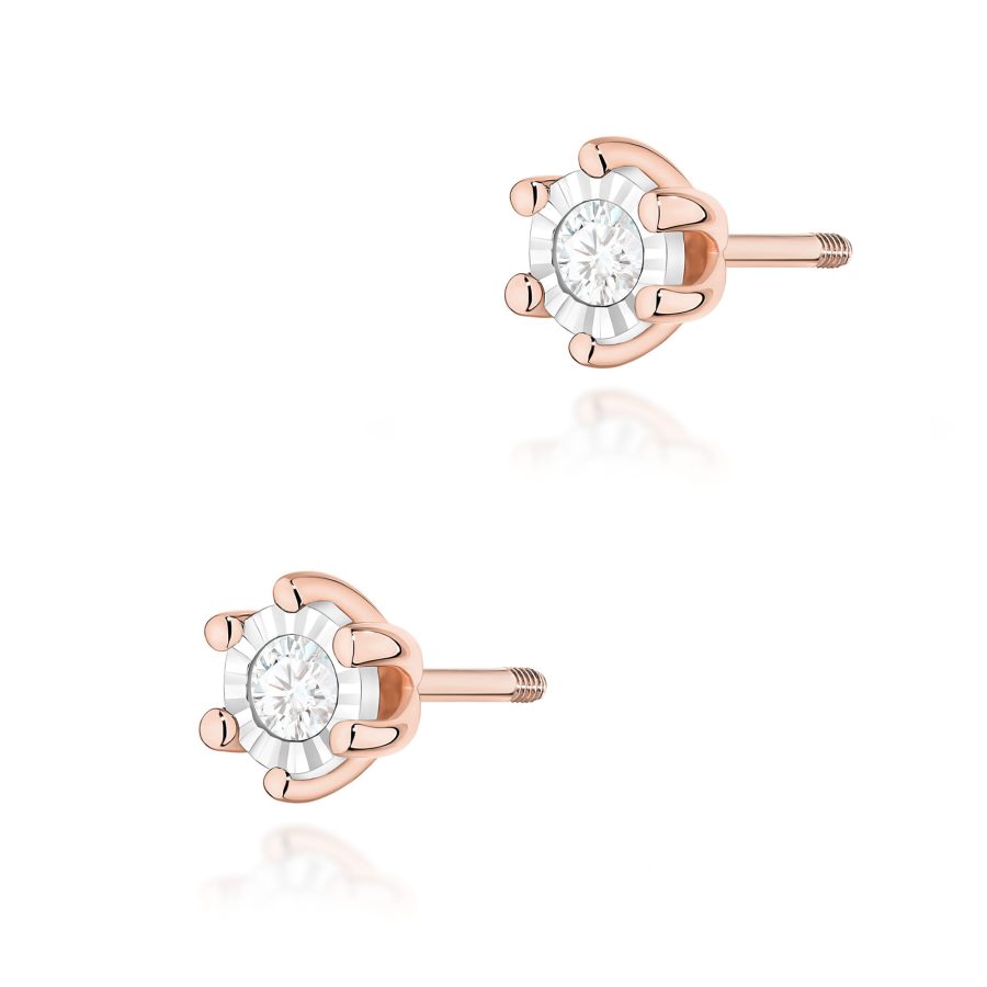 Kolczyki z diamentem 2 x 0,08 ct K0222 – różowe złoto próby 585 – widok produktu 1