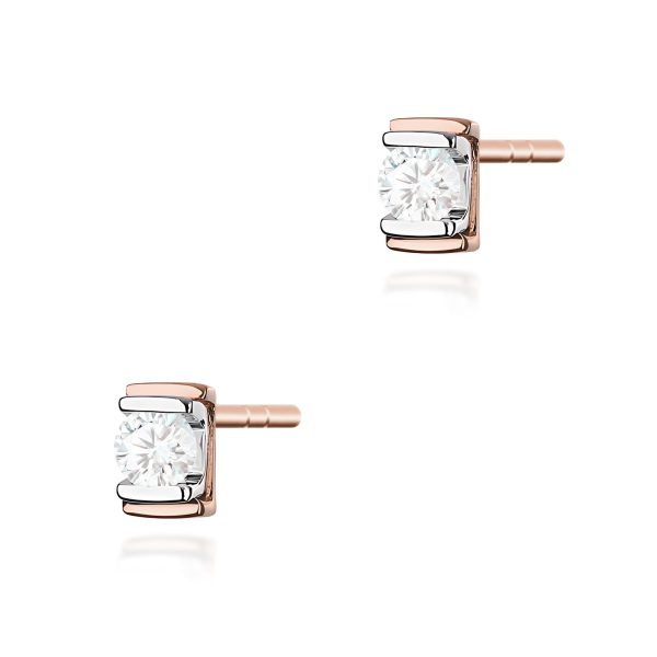 Kolczyki z diamentem 2 x 0,10 ct K0343 – różowe złoto próby 585 – widok produktu 1