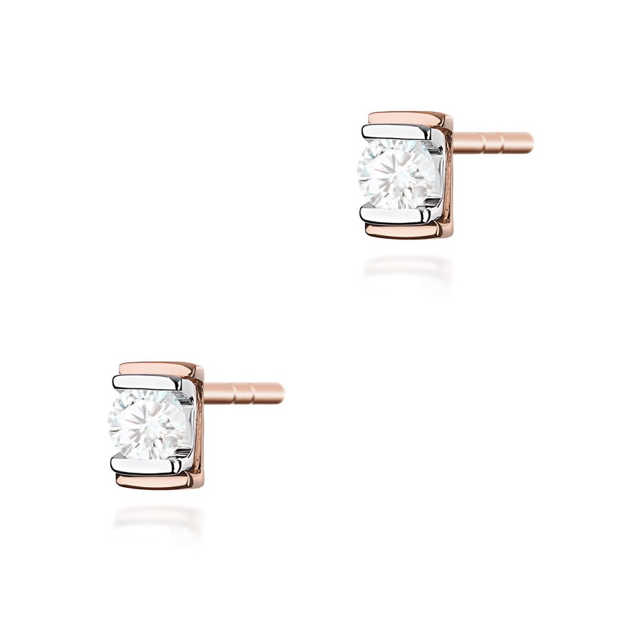 Kolczyki z diamentem 2 x 0,10 ct K0343 – różowe złoto próby 585 – widok produktu 1