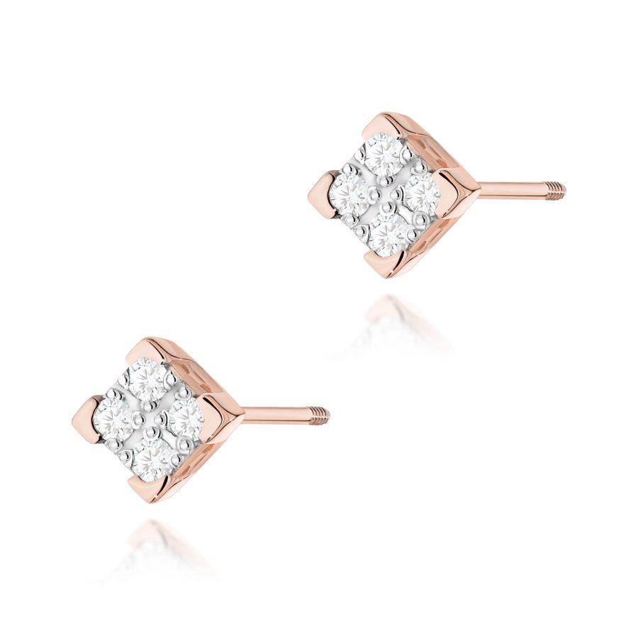 Kolczyki z diamentami 0,16 ct K0402 – różowe złoto próby 585 – widok produktu 1