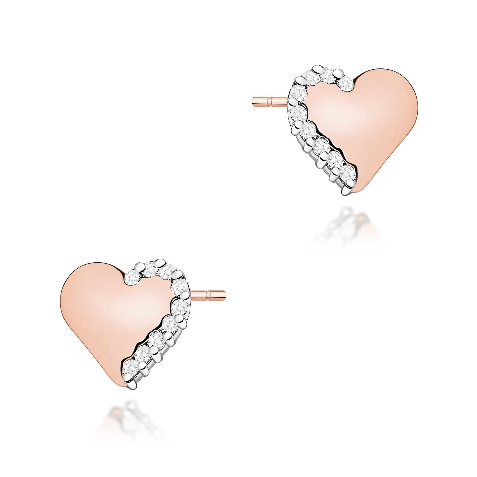 Kolczyki z diamentami 0,10 ct K0505 – różowe złoto próby 585 – widok produktu 1