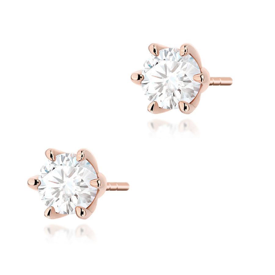 Kolczyki z diamentem 2 x 0,70 ct K0575 – różowe złoto próby 585 – widok produktu 1
