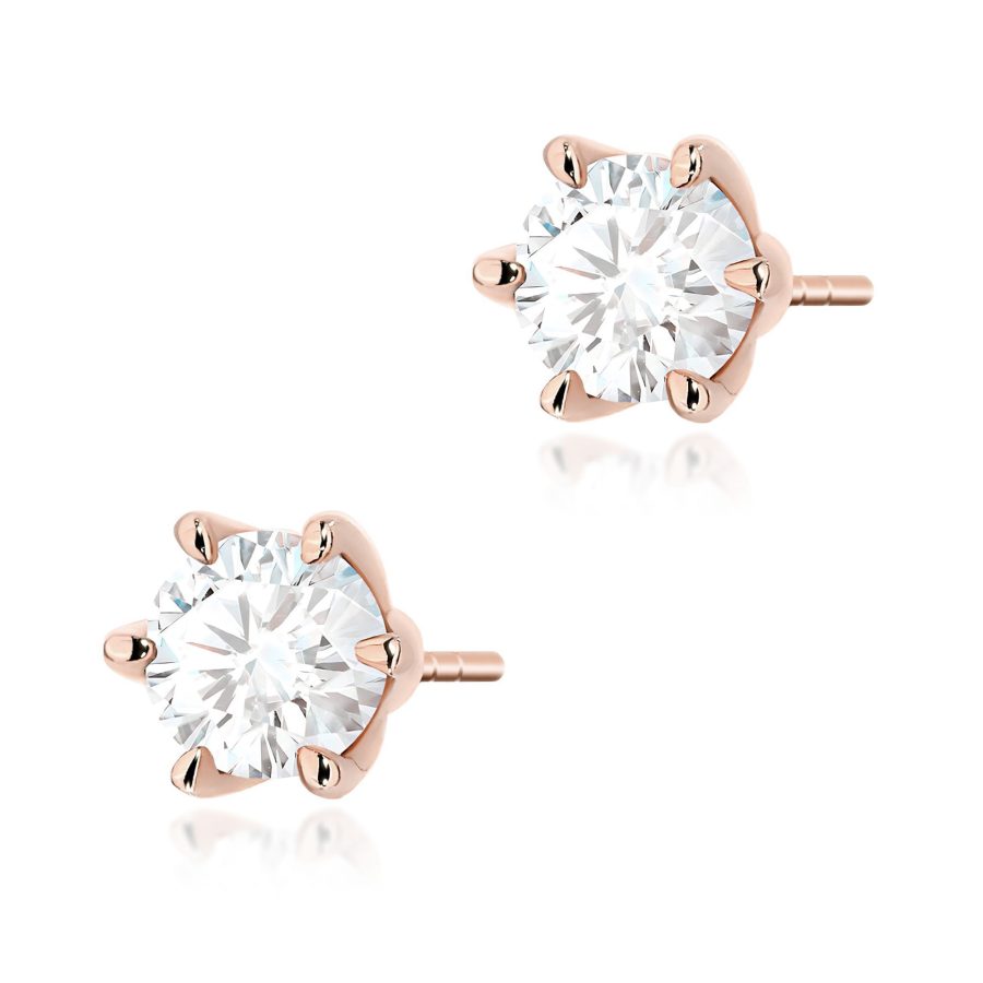 Kolczyki z diamentem 2 x 1,00 ct K0575 – różowe złoto próby 585 – widok produktu 1