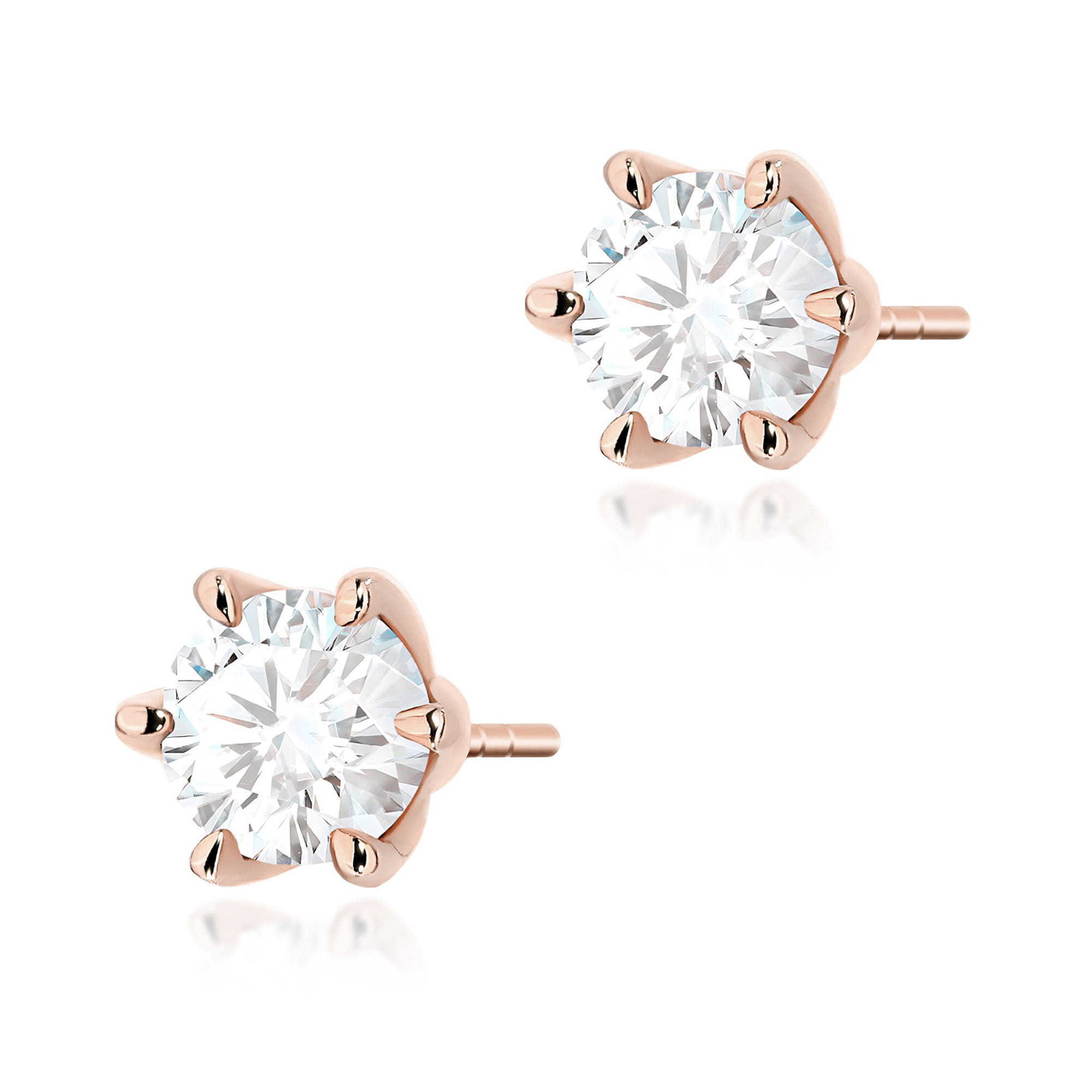 Kolczyki z diamentem 2 x 1,00 ct K0575 – różowe złoto próby 585 – widok produktu 1
