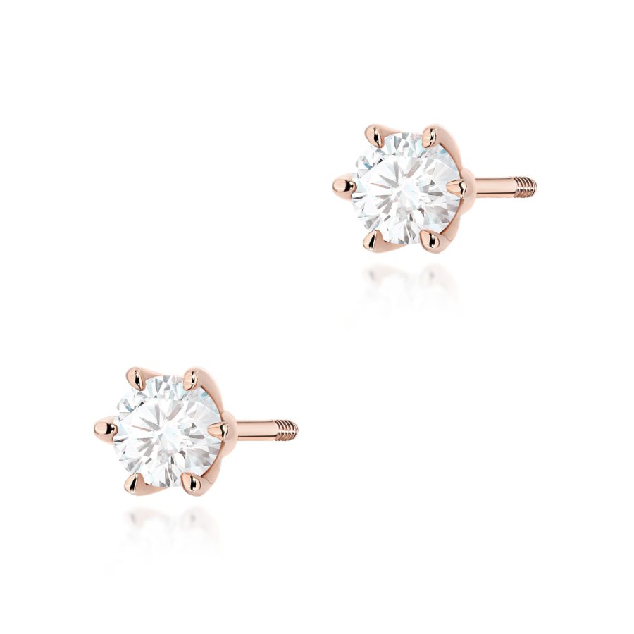 Kolczyki z diamentem 2 x 0,30 ct K0575 – różowe złoto próby 585 – widok produktu 1