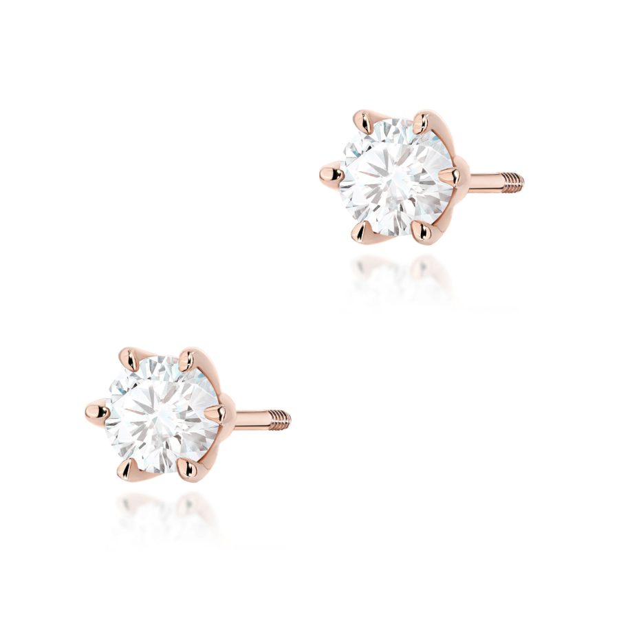 Kolczyki z diamentem 2 x 0,40 ct K0575 – różowe złoto próby 585 – widok produktu 1