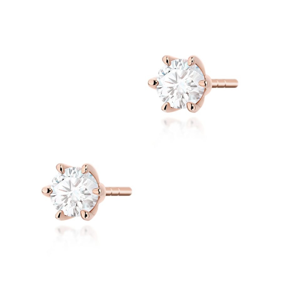 Kolczyki z diamentem 2 x 0,30 ct K0575 – różowe złoto próby 585 – widok produktu 1