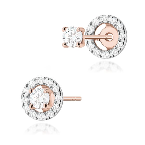 Kolczyki z diamentem 0,32 ct K0576 – różowe złoto próby 585 – widok produktu 1