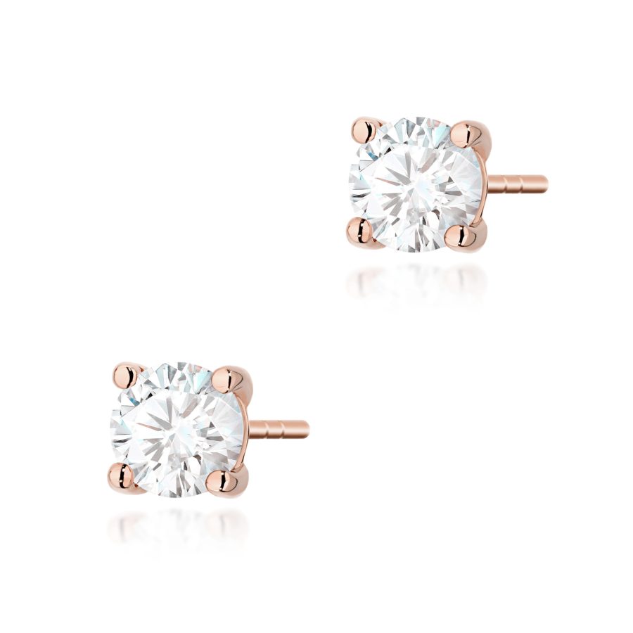 Kolczyki z diamentem 2 x 0,70 ct K0577 – różowe złoto próby 585 – widok produktu 1